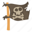 cartoon, cross, flag, jolly, pirate, roger, skull 