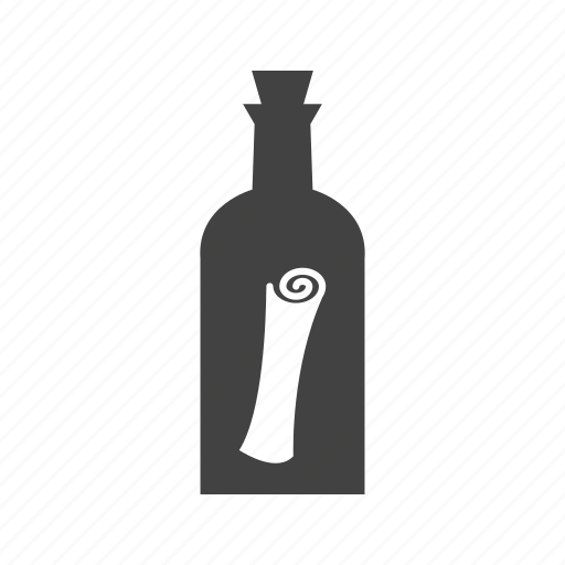 Bottle, cork, empty, handmade, pirate, scroll, water icon - Download on Iconfinder