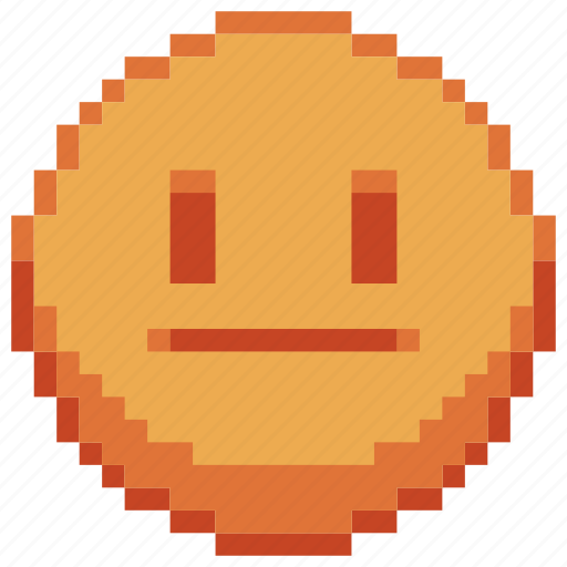 Pixel art, emoji, emotionless, sticker, sad, emoticon, emotion icon - Download on Iconfinder