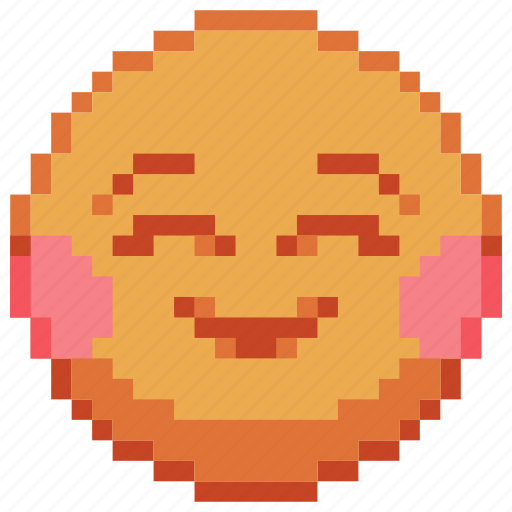 Emoji, emoticon, emotion, sticker, shy, blush, pixel art icon - Download on Iconfinder