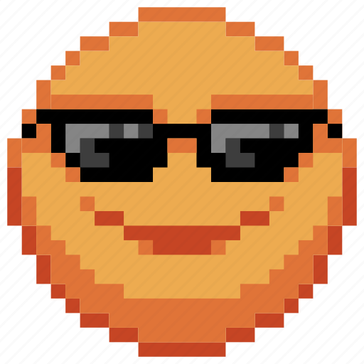Sunglasses, emoji, eyeglasses, sticker, emoticon, glasses, pixel art icon - Download on Iconfinder