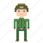 green, male, man, person, pixels, soldier 