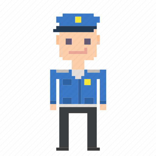 Avatar, cop, man, person, pixels, policeman icon - Download on Iconfinder
