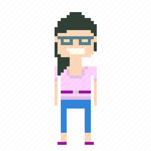 Female, girl, glasses, person, pixels, woman icon - Download on Iconfinder
