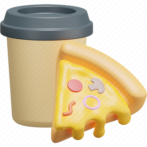 Drink, pizza, food, cup 3D illustration - Download on Iconfinder