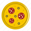 cheese, food, italian, pizza, salami, tomato, vegetable