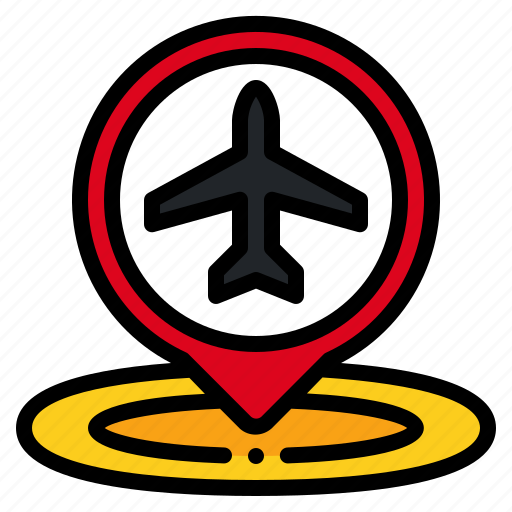 Airport, airplane, maps, location, placeholder, pin icon - Download on Iconfinder