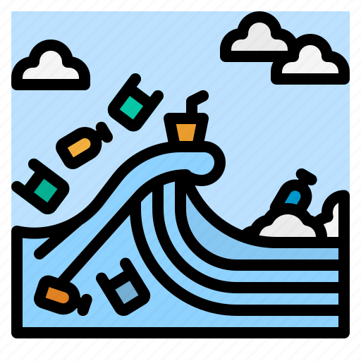 Bottle, garbage, plastic, waste, wave icon - Download on Iconfinder