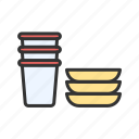 disposable, cup, jar, mug, plate, spoon, bag, kitchen