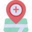 hospital, location, mark, maps, and, healthcare, map, pointer, placeholder 