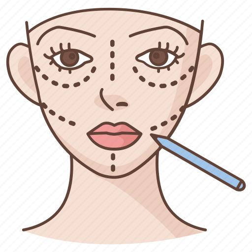 Cosmetic, facelift, facial, plastic, reconstruction, rhytidectomy, surgery icon - Download on Iconfinder