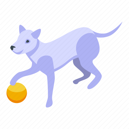 Playful, dog, rubber, ball, isometric icon - Download on Iconfinder
