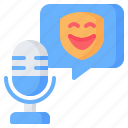 audio, microphone, bubble chat, podcast, humor, mask, comedy 