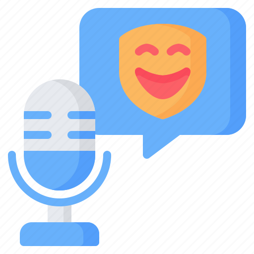 Audio, microphone, bubble chat, podcast, humor, mask, comedy icon - Download on Iconfinder