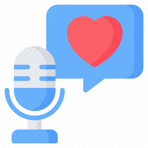 Audio, microphone, bubble chat, love, feedback, podcast, romantic icon - Download on Iconfinder