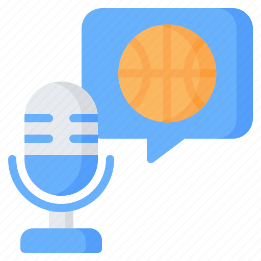 Audio, ball, microphone, bubble chat, podcast, basketball, sport icon - Download on Iconfinder