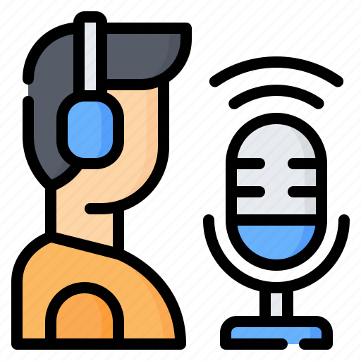 Podcaster, microphone, podcast, broadcaster, host, avatar, radio icon - Download on Iconfinder