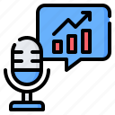 graph, chart, microphone, podcast, business, audio, bubble chat