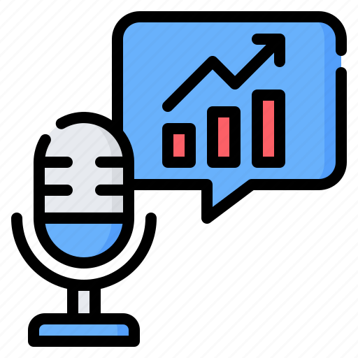 Graph, chart, microphone, podcast, business, audio, bubble chat icon - Download on Iconfinder