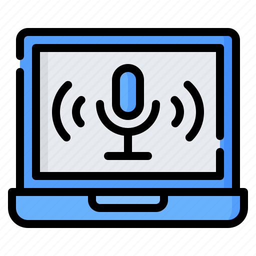 Laptop, microphone, podcast, audio, streaming, computer, online icon - Download on Iconfinder