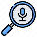 microphone, magnifying glass, search, podcast, voice, audio, radio