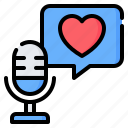 romantic, microphone, feedback, audio, love, podcast, bubble chat