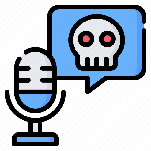 Horror, scary, microphone, podcast, skull, audio, bubble chat icon - Download on Iconfinder