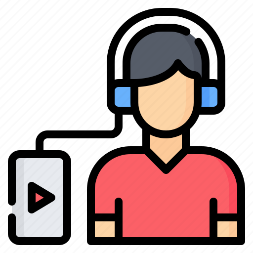 Headphones, smartphone, podcast, listen, listener, avatar, listening icon - Download on Iconfinder