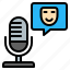 humor, audio, microphone, bubble chat, podcast, mask, comedy 