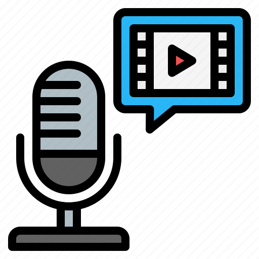 Movie, microphone, podcast, bubble chat, cinema, broadcast, radio icon - Download on Iconfinder