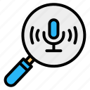 search, audio, microphone, voice, magnifying glass, podcast