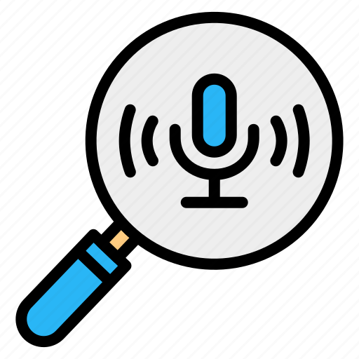 Search, audio, microphone, voice, magnifying glass, podcast icon - Download on Iconfinder