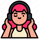 listening, music, woman, audio, radio, headphone, podcast