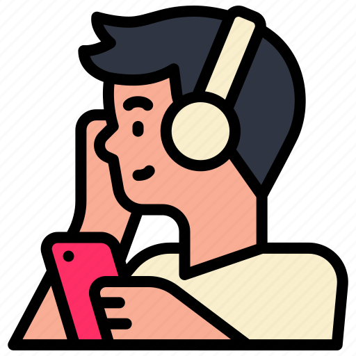 Listening, podcast, man, music, headphone, audio, radio icon - Download on Iconfinder