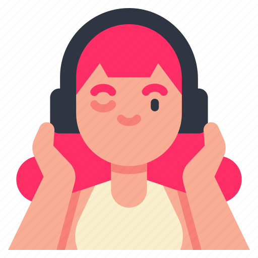 Listening, music, woman, audio, radio, headphone, podcast icon - Download on Iconfinder