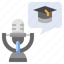 education, podcast, bubble, chat, graduation, cap, learning
