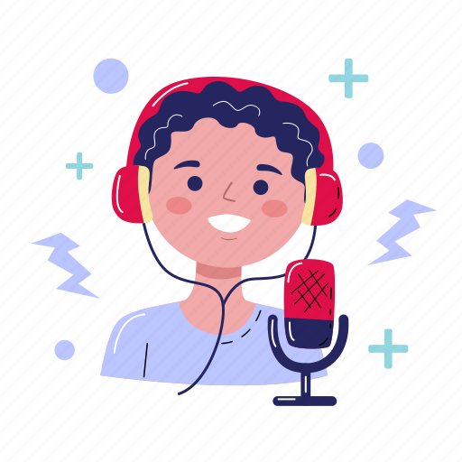 Male, podcaster, boy, headphone, podcast, broadcast, record icon - Download on Iconfinder