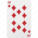 poker, diamond, ten, playing cards, hazard, card