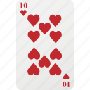 heart, poker, ten, hazard, playing card, card