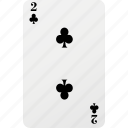 poker, club, two, hazard, playing card, card