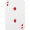 poker, diamond, palying card, hazard, two, card