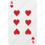 heart, poker, six, playing cards, hazard, card 