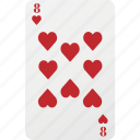 heart, poker, playing cards, eight, hazard, card 