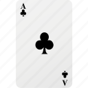 poker, ace, club, hazard, playing card, card