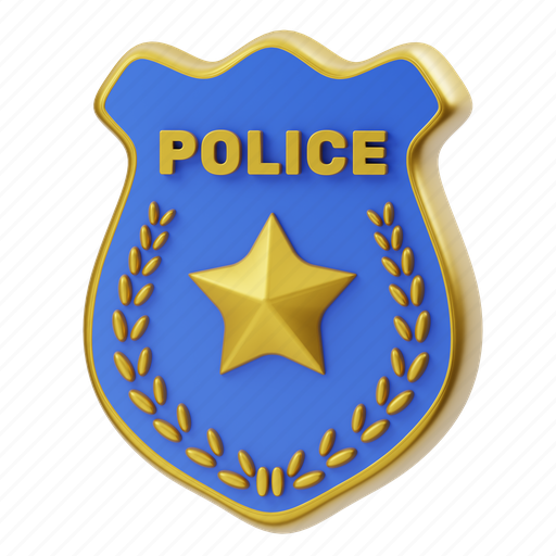 Police, badge, crime, cop, law, officer, security 3D illustration - Download on Iconfinder