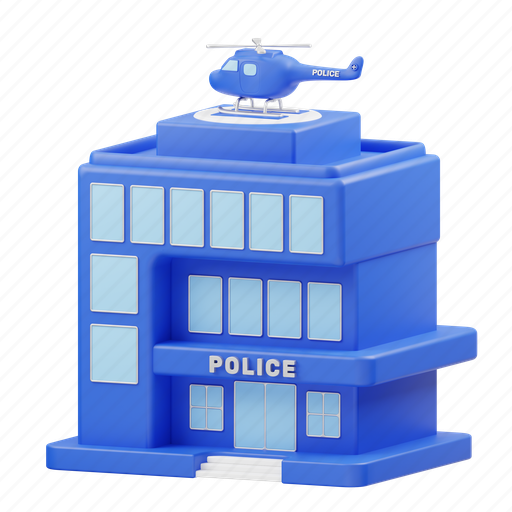 Police, cop, officer, building, crime, police station, architecture 3D illustration - Download on Iconfinder