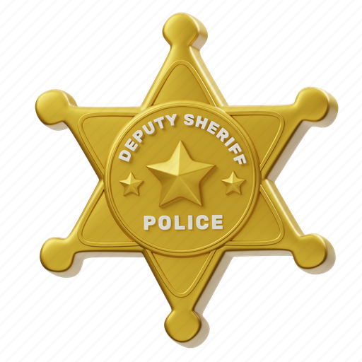 Sheriff, badge, star, medal, police, cop, rating 3D illustration - Download on Iconfinder