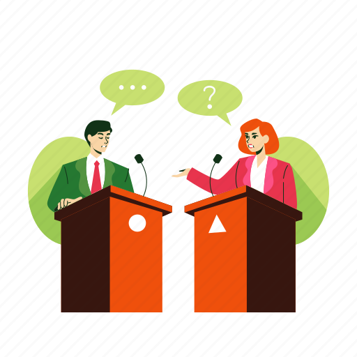 Debate, election, politician, democracy, candidate, speech, discussion illustration - Download on Iconfinder