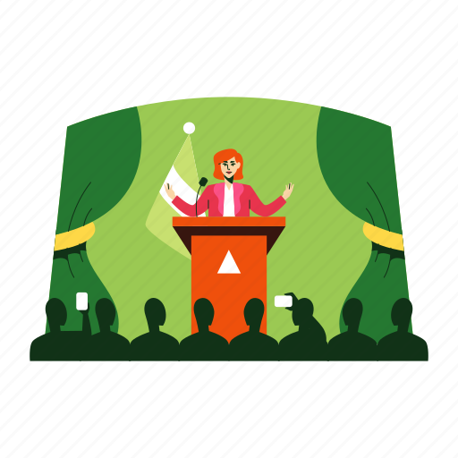 Politics, conference, election, politician, democracy, candidate, campaign illustration - Download on Iconfinder