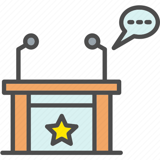 Debate, desk, politician, speech, table icon - Download on Iconfinder